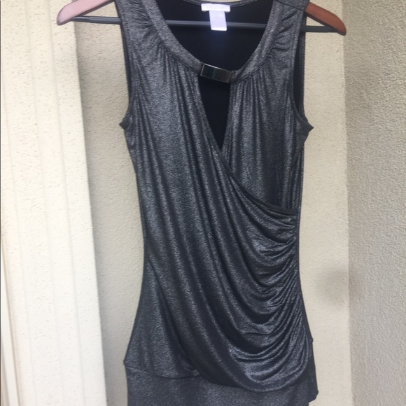 Cache Tops - Stunning Silver Top by Cache